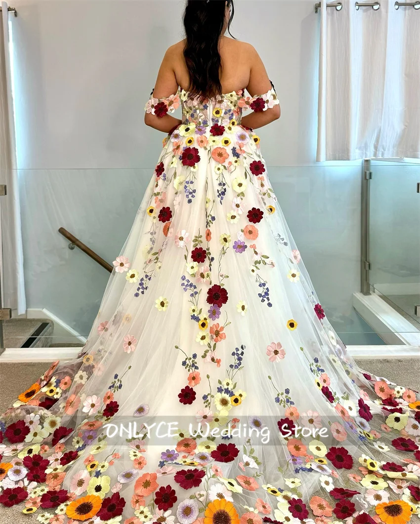 New Design 2025 Mermaid Wedding Gowns Off Shoulder Colorful Appliques Bridal Robe Prom Party Gown Customized