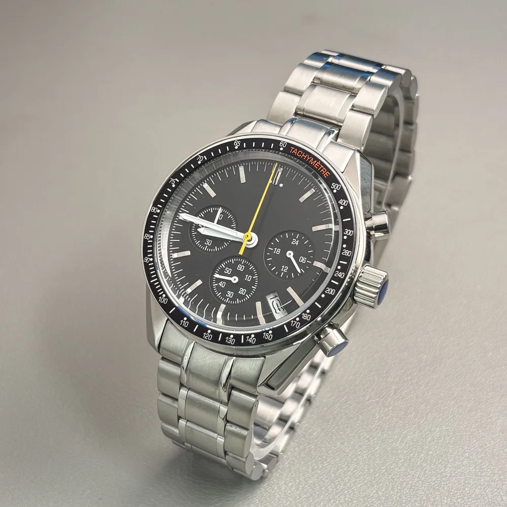 VK63 حافظة 39.7 مللي متر حافظة معدنية على شكل قمر حافظة كرونوغراف مدي ، ساعة عمل عصرية VK63 مختومة من الخلف ساعة القمر وزارة الدفاع