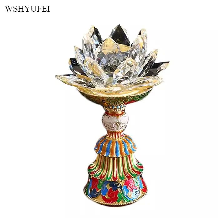 

1PCS New Crystal Lamp/Buddhist Lamp/enamel Lotus Lamp/plug-in Charging LED Perpetual Light