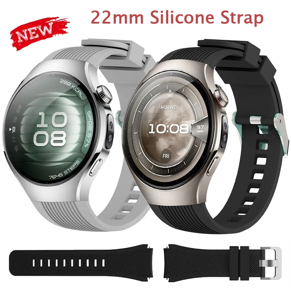 

22mm Silicone Strap For Huawei Watch GT5/GT5 Pro 46mm Comfortable Bracelet Wristband Huawei Watch 5 4 46mm GT5-4-3-2 Accessories