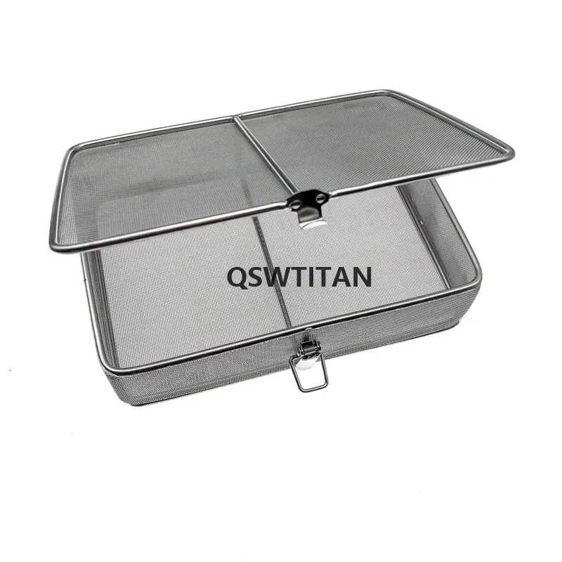 Sterilizing Basket with Lid Stainless Steel Disinfection Net Basket Surgical Operating Instrument Autoclave Sterilization