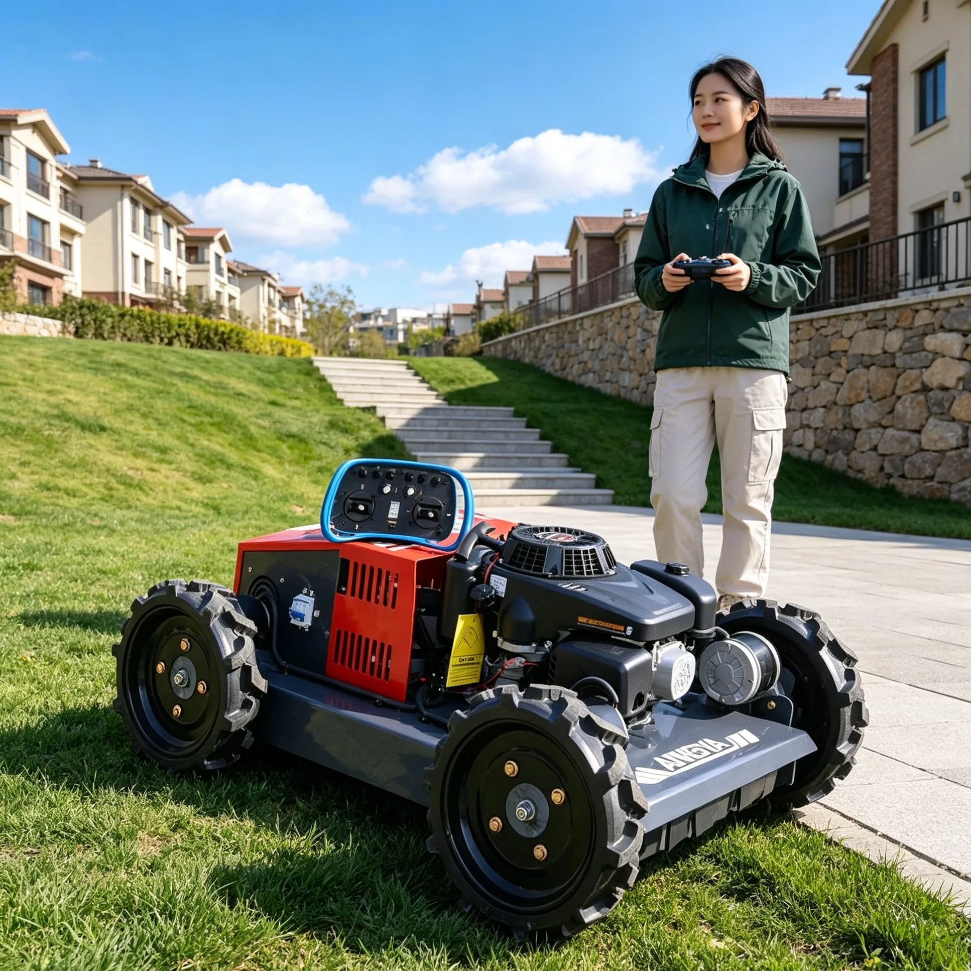Customized for Church & Community Garden Lawn, 500W Wheeled Portable Lawn Mower, Low‑Vibration Running, Comfortable Long‑Time