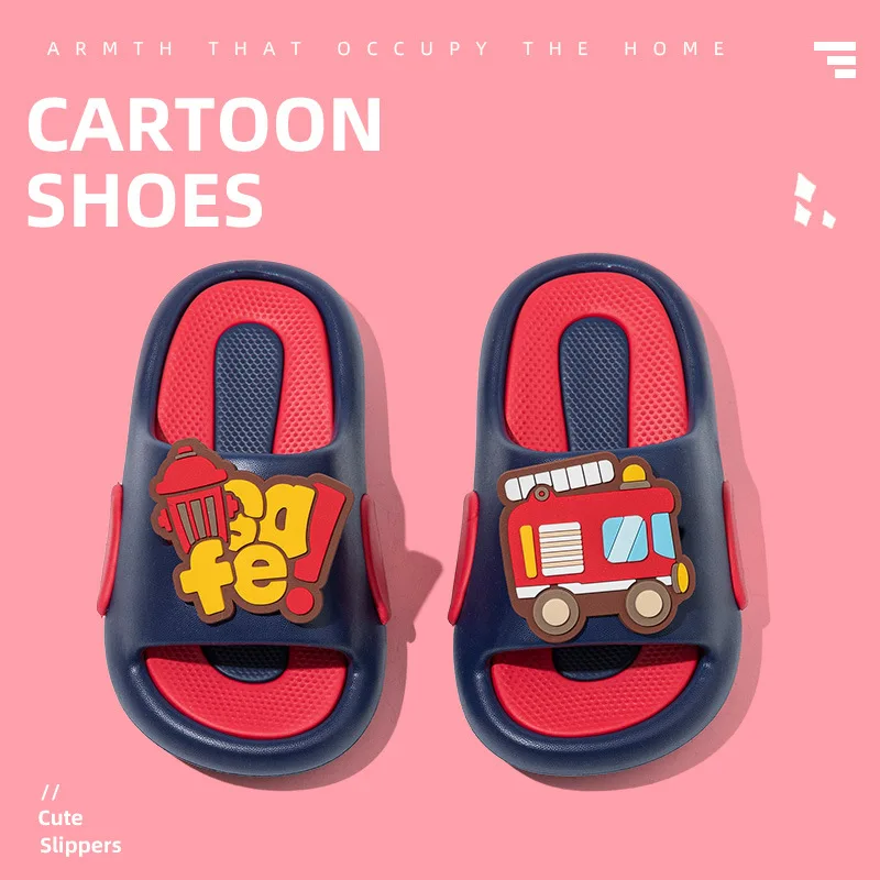 

Модные семейные тапочки: детские мультяшные тапочки, уличные пляжные туфли, нескользящие тапочки для ванной для малышей, удобные.