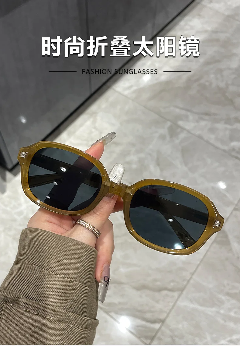 Neue faltbare ovale Sonnenbrille mit kleinem Rahmen, Markendesigner-Mode-Sonnenbrille für Damen, Fahrbrille für Herren, Sonnenbrille für Frauen ﻿ – Detail 1