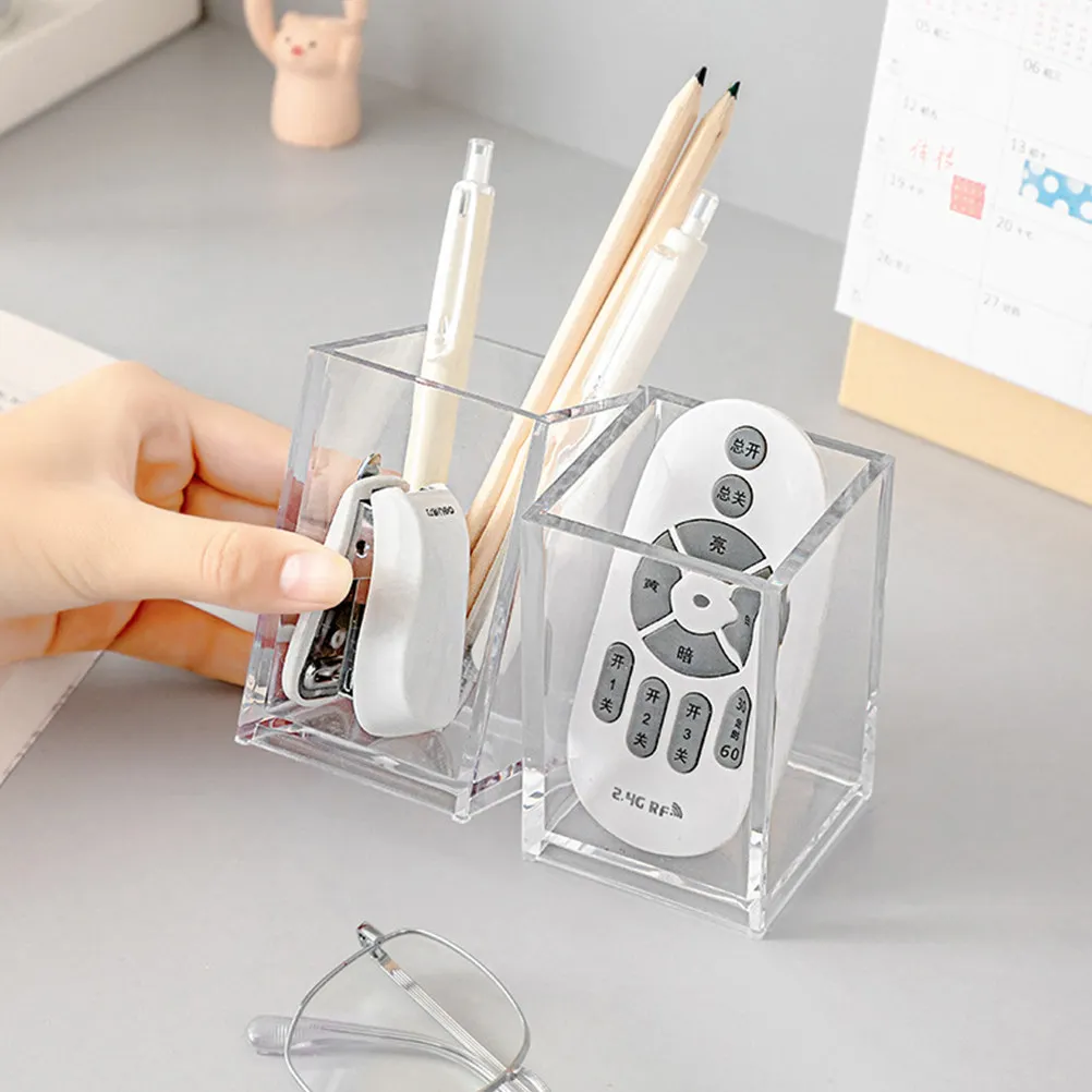 4Pcs Pen Holders Acrylic Multi-Functional Desktop Organizer Storage Container Brush Pot Stationery Holder for Office School