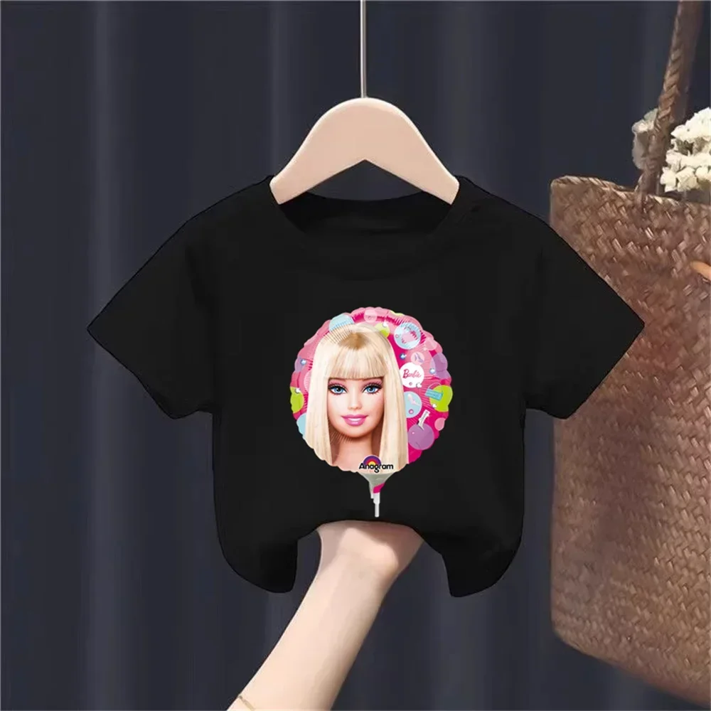 Morphing Image Blonde Barbie Pink, Blue, Green, Purple D38 Fashion Trend Top Design Boys Girls T-shirt Kids Short Sleeve