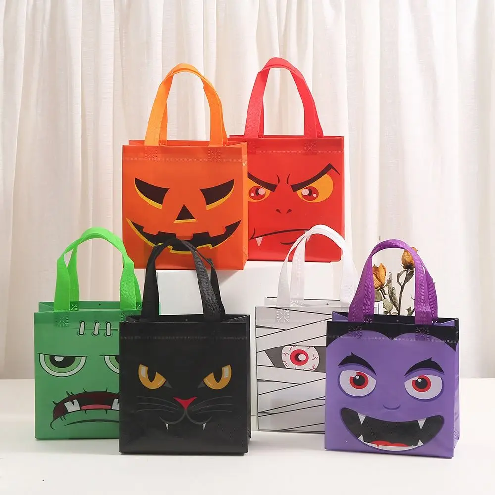 Shopping Trick Or Treat Halloweens Candy Bag Loot Bag Pumpkin Non-Woven Treat Bags Bat Cat Ghost Kids Gifts Bag Handbag