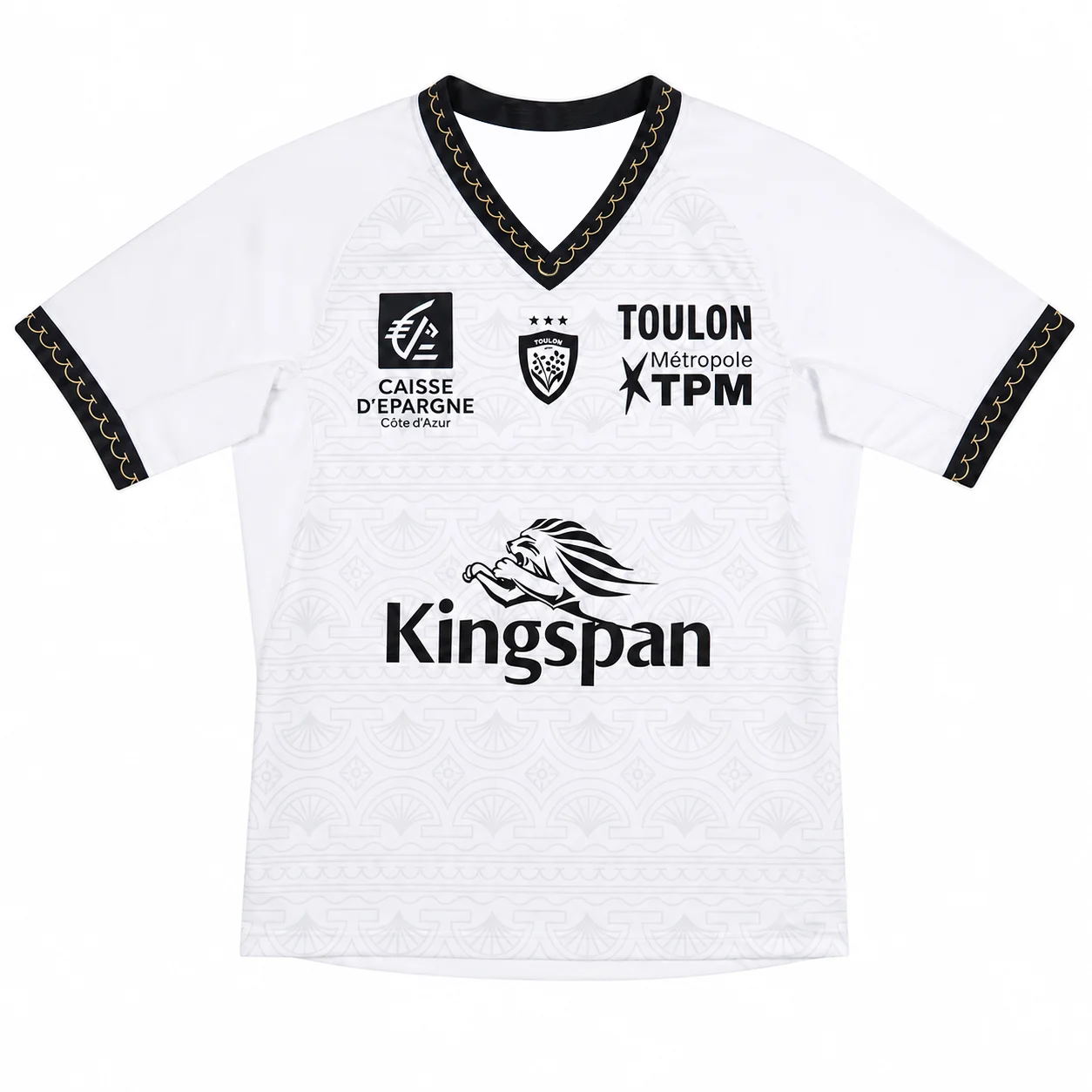 Men Women Kids RC Toulon Rugby Jersey White Gold Trim Sublimated Short Sleeve Breathable Quick‑Dry French Club Fan Sport Shirt