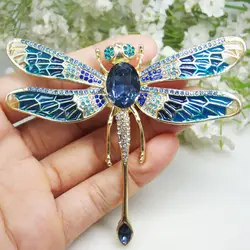 Shell Lapel Pin Fashion Specific Design Accessori Blue Crystal Rhinestone Classic Dragonfly Insect Pendant Woman Brooch Pin Gift