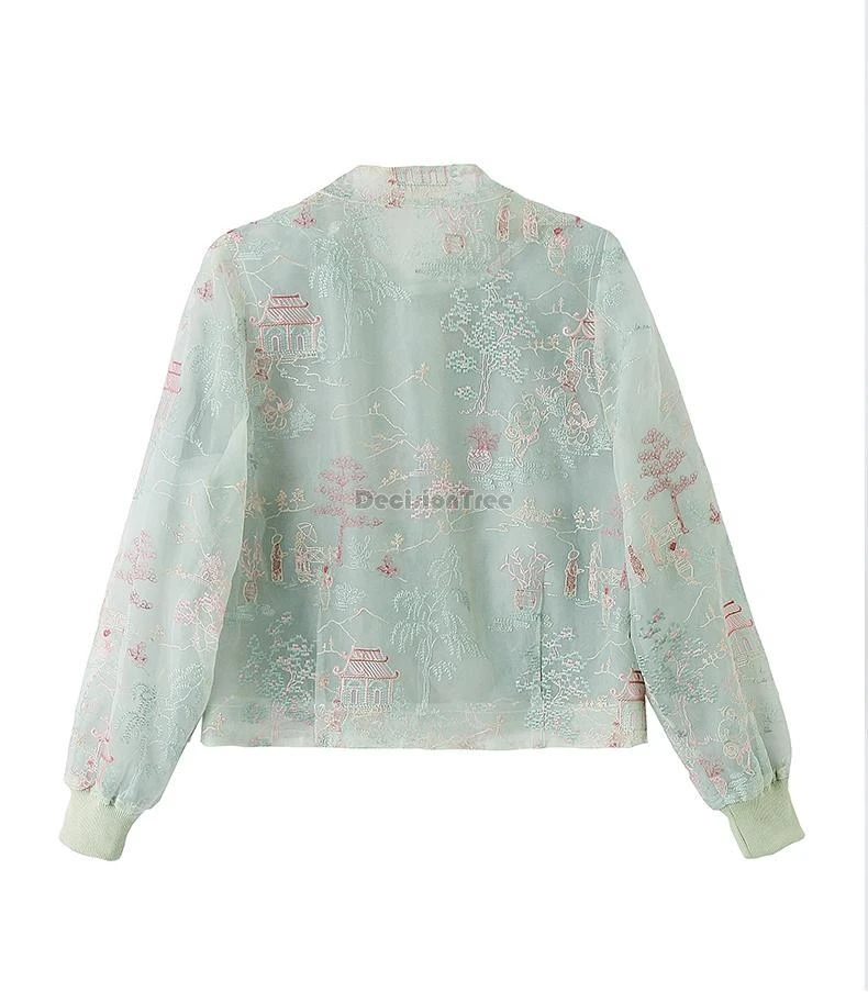 2025 exquisite chinese style embroidery thin coat retro temperament versatile cardigan stand collar button tassel tang suit top