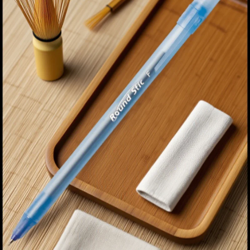 Blue Ballpoint Pens, 10 Bulk, 1.0mm Medium Nib, Round, Long-Lasting, Translucent Ink, Comfortable Grip