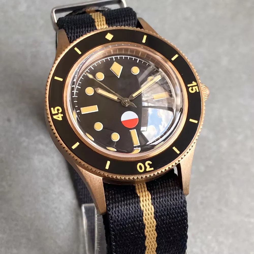 Tandorio Japan NH35A Automatic Watch for Men Fifty Fathoms CUSN8 Real Bronze PT5000 Watch 20BAR Waterproof Bubble Sapphire 40mm