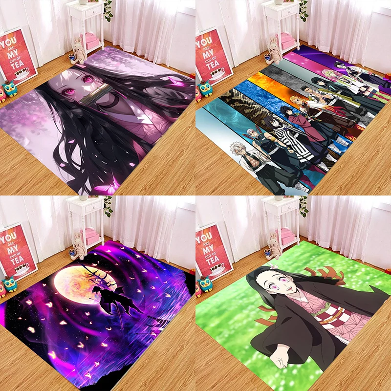 D-Demon S-Slayers Anime Carpet Rug for Home Living Room Bedroom Sofa Doormat Kitchen Decor,Kid Area Rug Non-slip Floor Mat