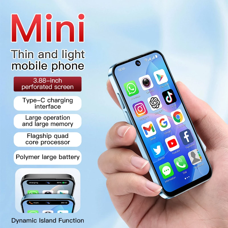 SOYES XS19 3G Mini Smartphone Android 10.0 Dual SIM Standby 3.88 Inch HD Mobile Phone 2GB+16GB 2000mAh Small Cell Phones Face ID