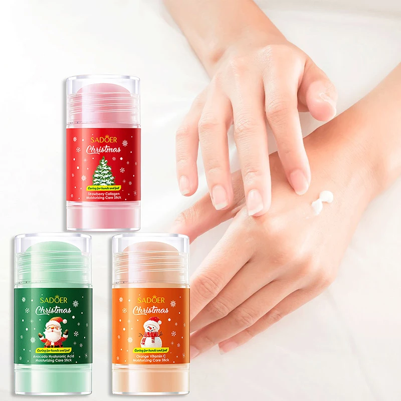 Christmas Hand Foot Care Stick Avocado Hyaluronic Acid Moisturizing Hand And Foot Cream Softens Rough Skin Winter Body Care Gift