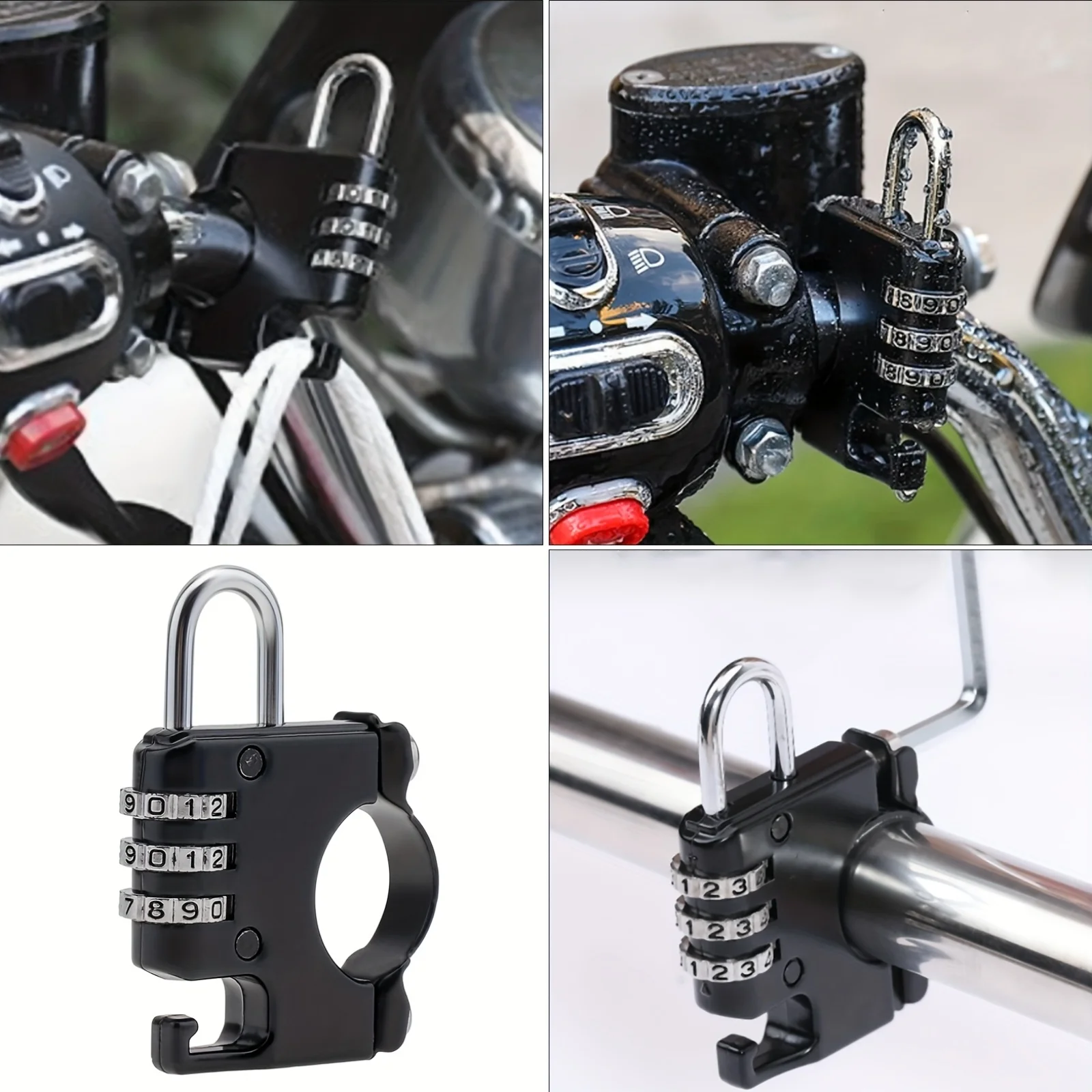 

1 pc Electric Bike Anti-Theft Combination Lock Durable Helmet Lock with Convenient Hook for Bicycle Security