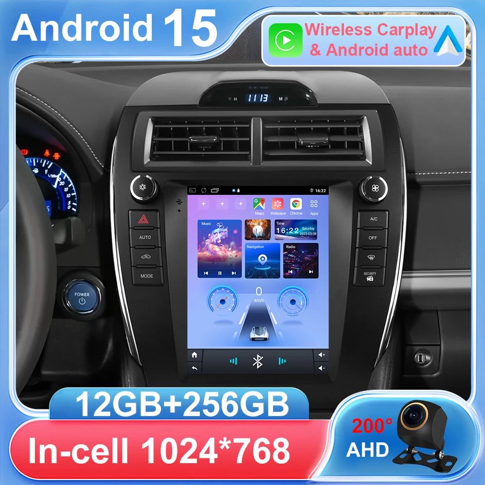 for Toyota Camry 2012-2014 Support Wireless Carplay Android Auto 4G LTE Octa Core 2 Din 9.7