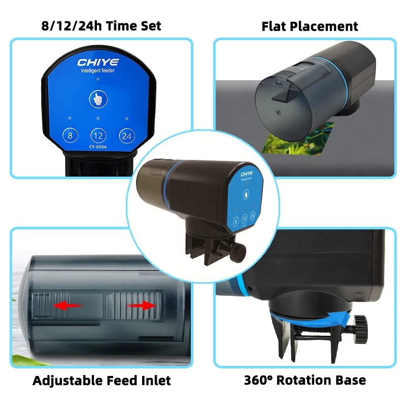 2025Blu Dry Battery Smart Timer Koi Carp Fish Feeder Automatico per l'alimentazione di acquari