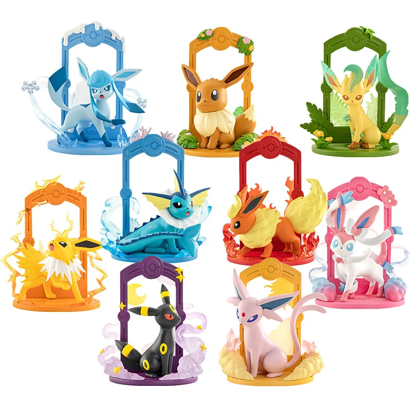 9pcs/Set Pokemon Eeveelution Figure Set Eevee Sylveon Espeon Glaceon Leafeon Box Anime Figure Toy Children's Birthday Gift