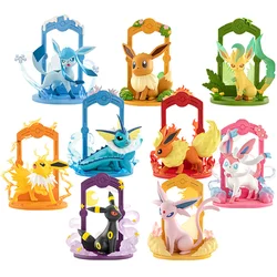 9pcs/Set Pokemon Eeveelution Figure Set Eevee Sylveon Espeon Glaceon Leafeon Box Anime Figure Toy Children's Birthday Gift