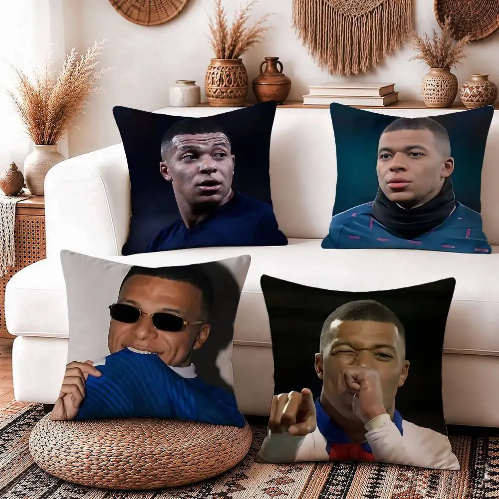 Kyky K-Kylian NO-10 M-Mbappe Square Sofa Pillow Cover Solid Color Living Room Home Decor Cushion Case