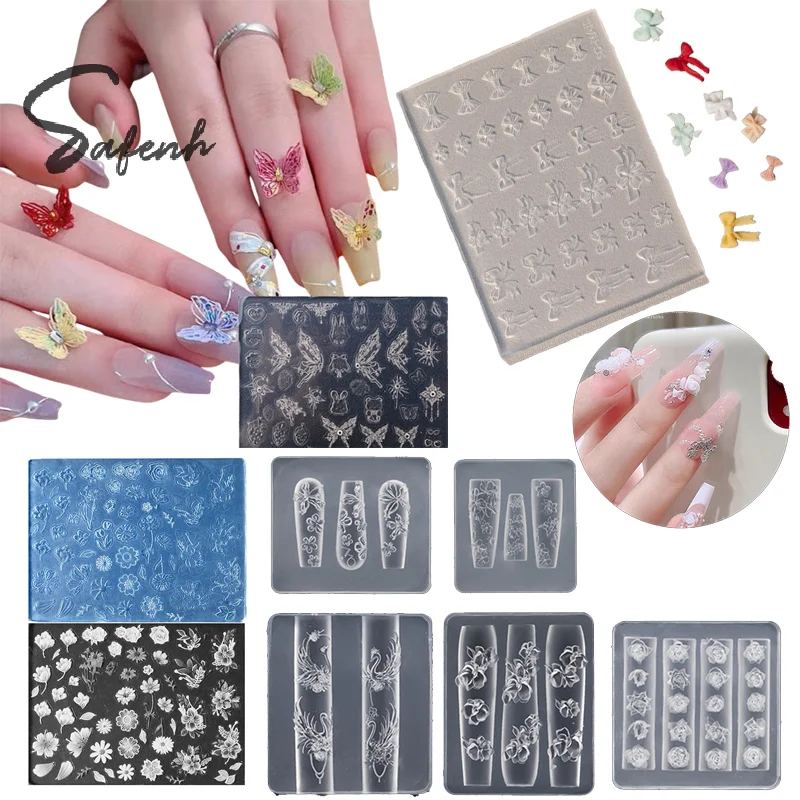 Handmade Diy Frangipani Silicone Nail Art Mold For Manicure Fashion Flower Nailart Design Mould High Transparent Template