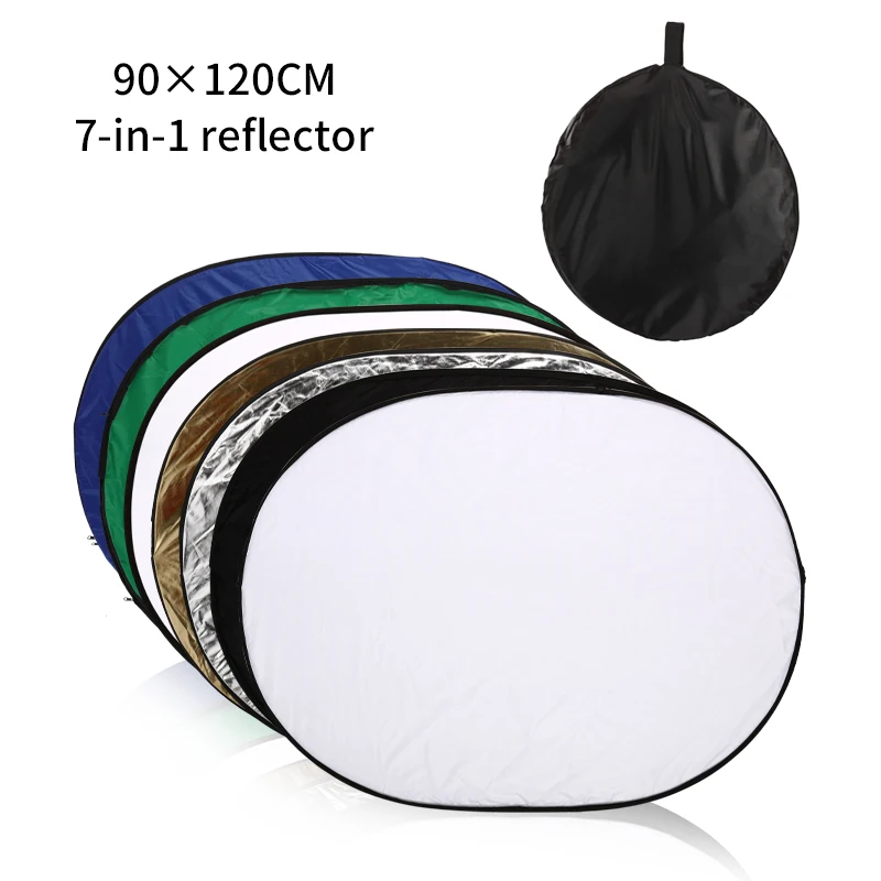 35 inch x 47 inch (90cmx120cm) Photography Oval Reflector Collapsible Photo Video 7 in 1 Light Reflectors Disc