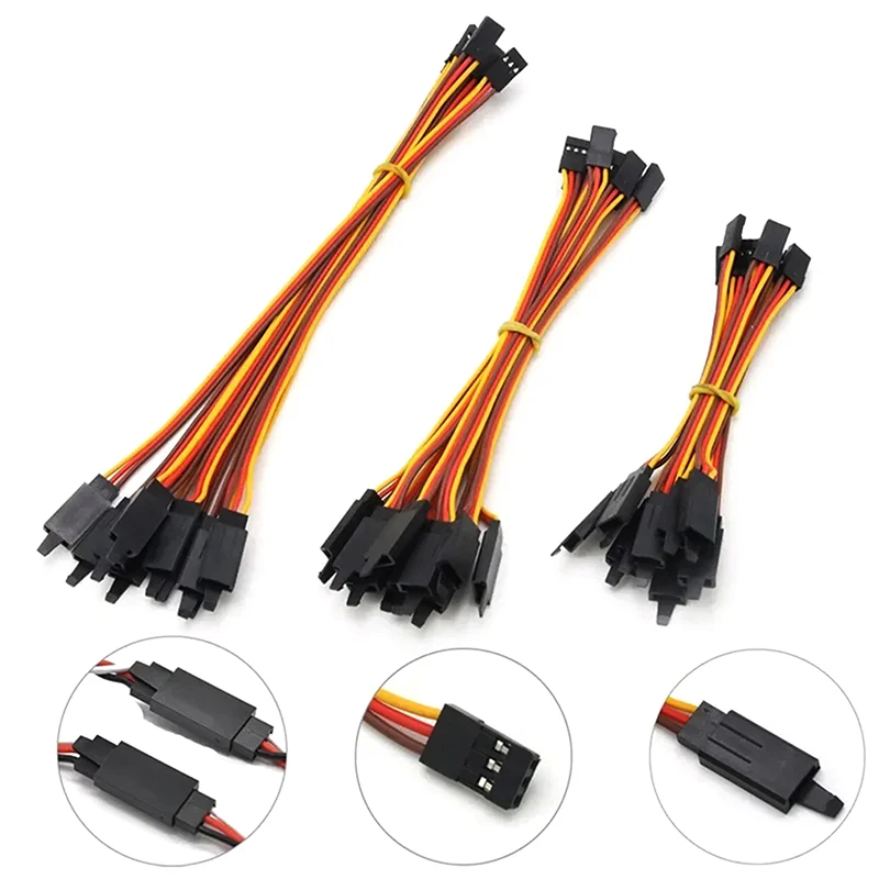 10Pcs 10-100CM Extension Lead Wire Cable Anti-Loose 60 Core Servo For RC JR Male To Female Model Aircraft Adapter Cable view 2