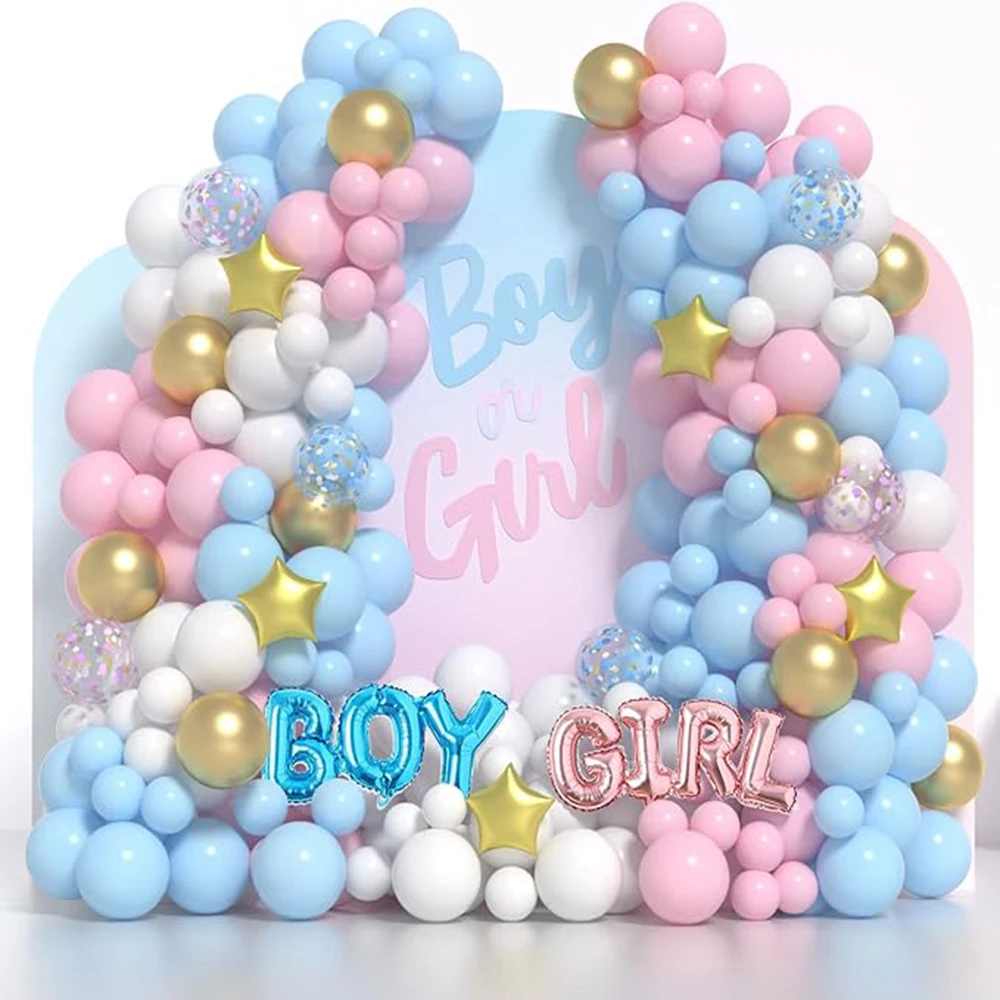 Baby Shower Theme Balloons Garland Arch Kit Gold Pink Blue Confetti Balloon Boy Girl Foil Globos Gender Reveal Party Decoration