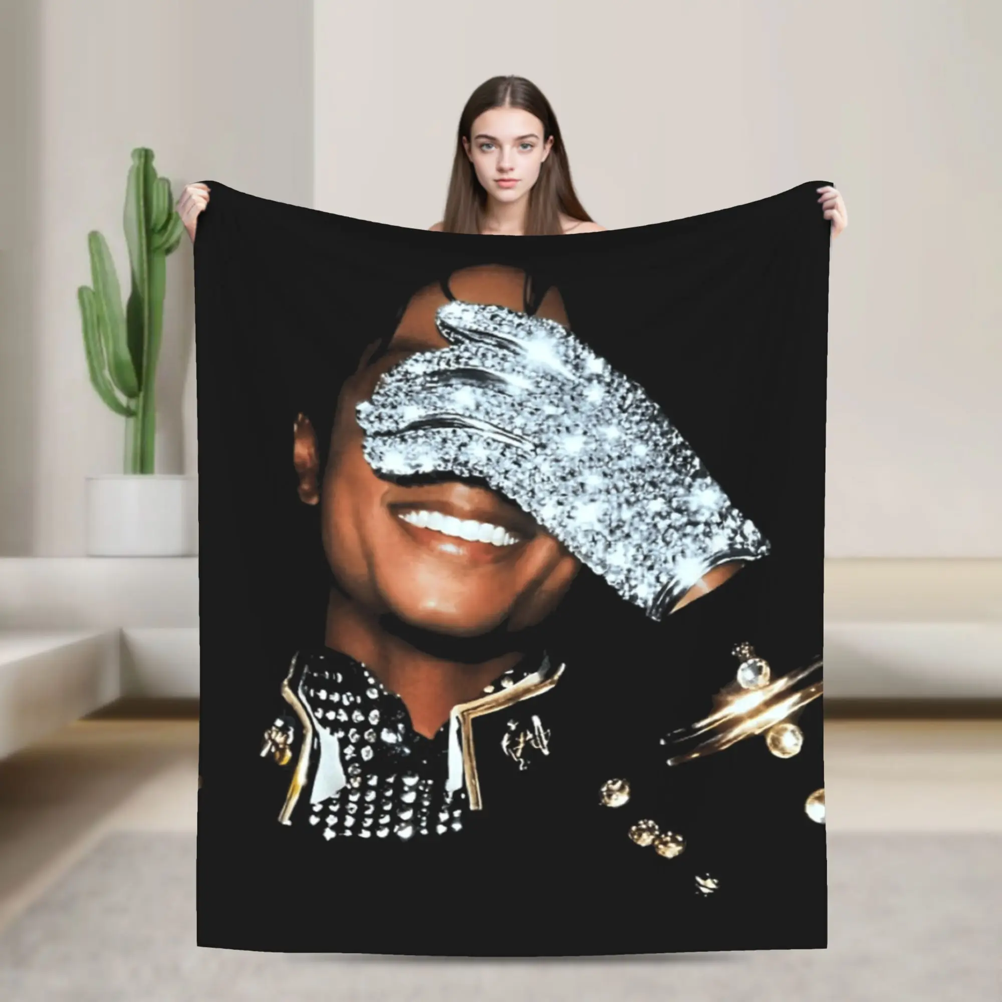 Shiny Glove Dance Michaels Jacksons Blankets Flannel Spring Autumn  Breathable Throw Blankets for Bedding Bedroom Bedspread