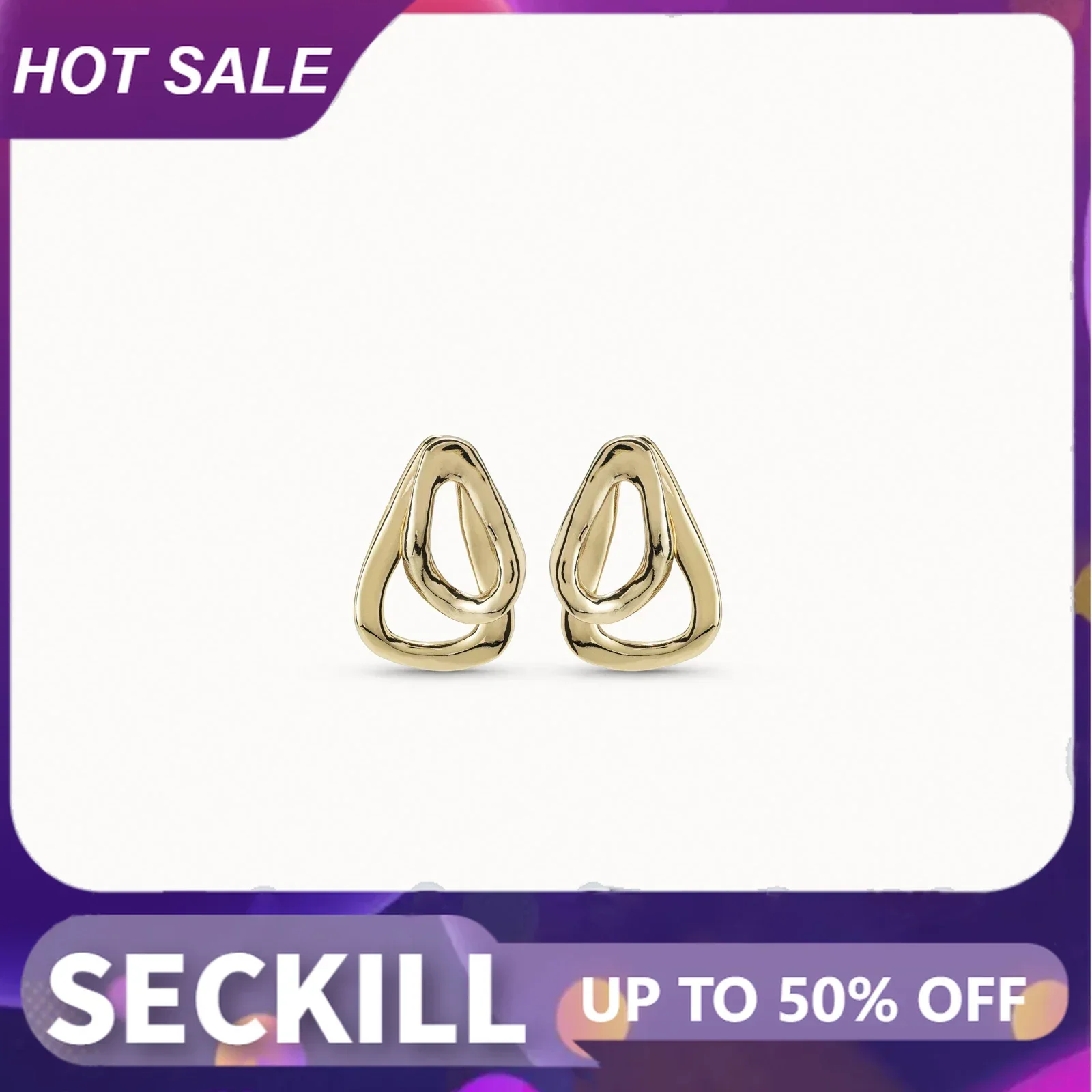 2025 AHAUNO Original New Product Spain Jewelry Fashion Versatile Popular 14k Gold Layered Earrings Women Romantic Festival Gift