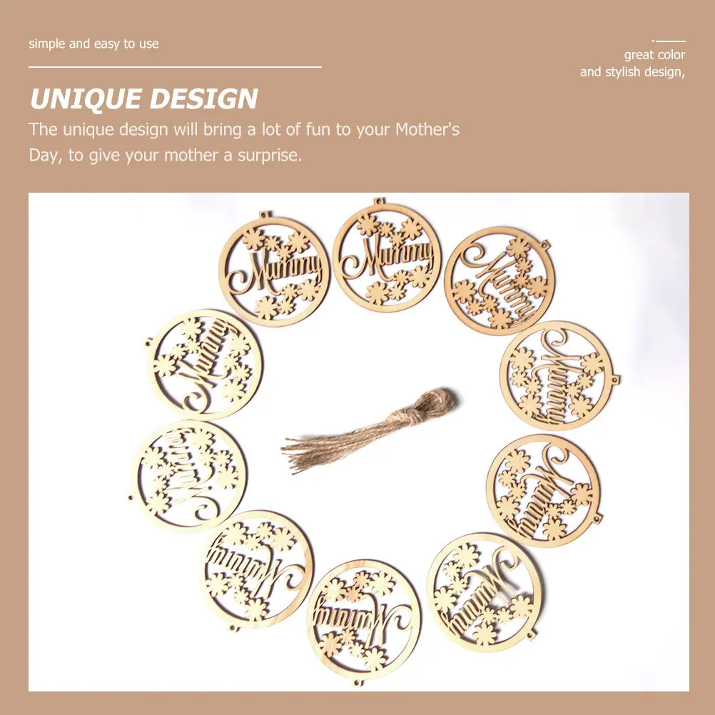 

10Pcs Wooden Mother's Day Pendant Creative Hanging Decor Festival Ornaments Home Party Supplies Mother's Day Pendant