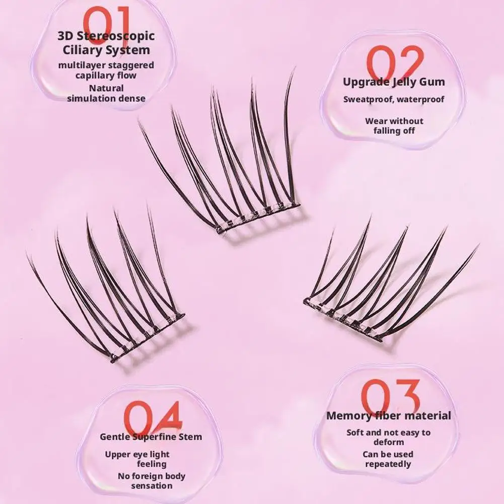 Cílios postiços sem cola, cílios postiços rabo de peixe, cílios naturais, faça você mesmo, autoadesivos, estilo mangá coreano