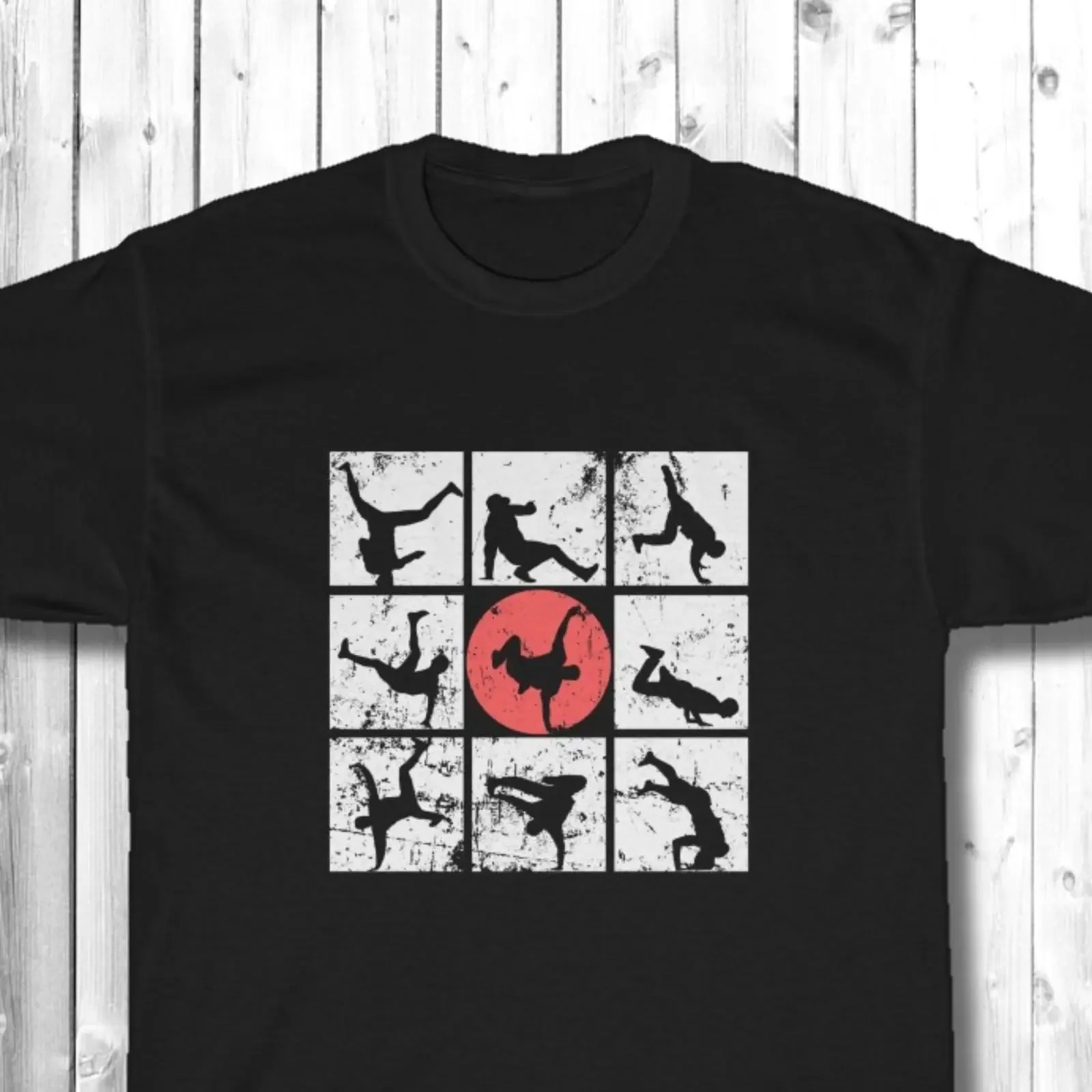 Distressed Japanese Flag Breakdancing T Shirt Tokyo B Boy Hip Hop Dance Retro Break for Dancers vintage Washed Breathable
