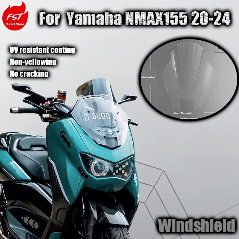 For 20-24cm Yamaha NMAX155 modified windshield combat style front windshield wind deflector chest protector transparent
