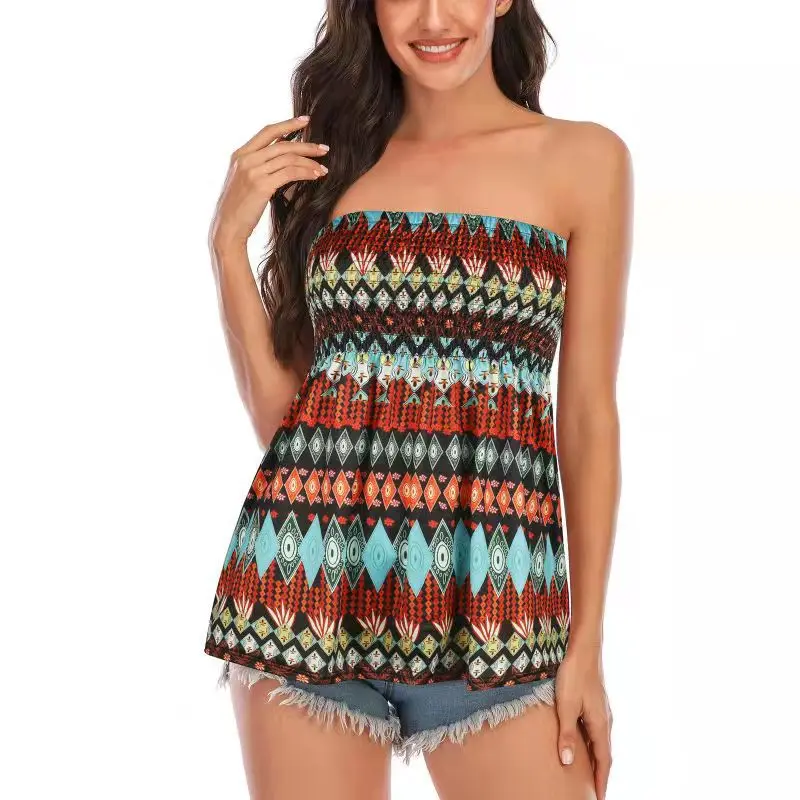 

European and American Cross-Border Amazon New Women's Fashion Sexy Satin Off-Shoulder Short Tube Top Vest for Women