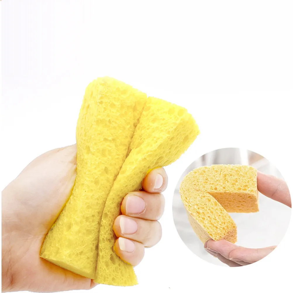 

5Pcs Yellow Cellulose Sponge Dishcloth, Natural Wood Pulp Non-Scratch Cleaning Pad for Cookware Utensil, Oil-Free Kitchen Home