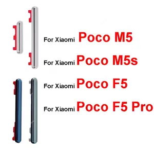Bilashmart Power Volume Control Buttons Xiaomi Poco M5 M5s F5 Pro On Off Power Volume Audio Small Side Keys Repair Parts