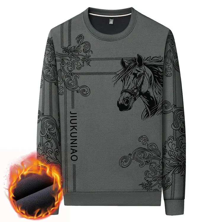 2026 New Men's Gray-Green Long-Sleeve Pullover Sweater, Stylish Casual Black Sweaters, Asian Sizes M-5XL.