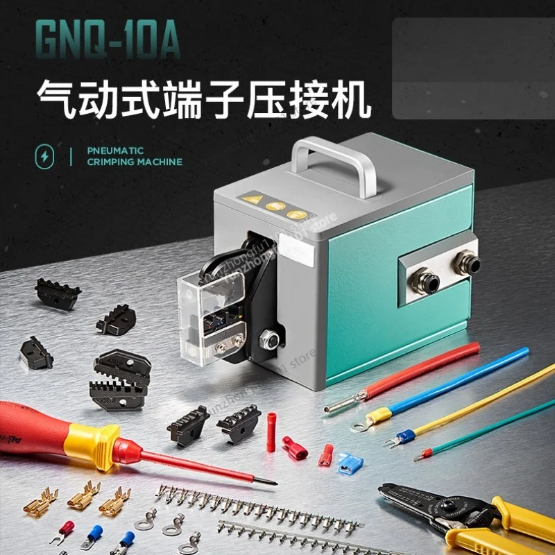 Multi-function Pneumatic Terminal Crimping Machine GNQ-10A, 0.25-16mm² Cold Crimp Crimper with Replaceable Molds