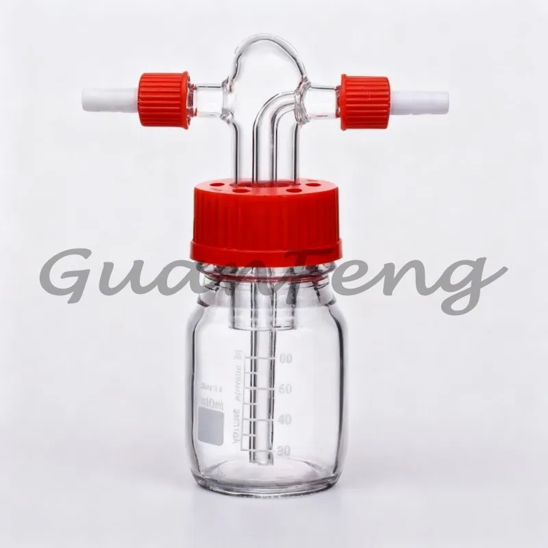 Gas washing bottle 100-2000ML corrosion resistant GL45 sealed buffer bottle high borosilicate spiral mouth