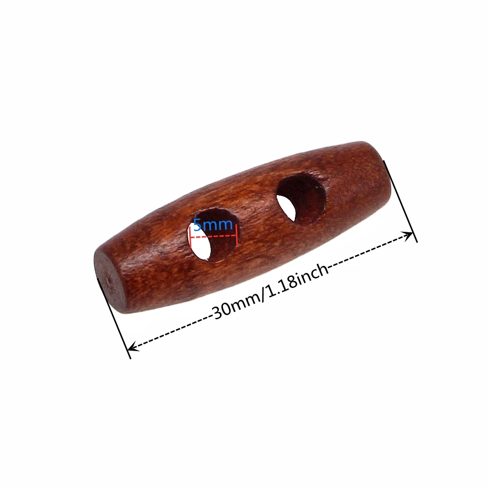 15 PCS/Lot 30mm Wooden Toggle 2 Holes Coat Buttons For Clothing Sewing Crafting DIY Coat Jacket Blazer Sewing Accessory Buttons