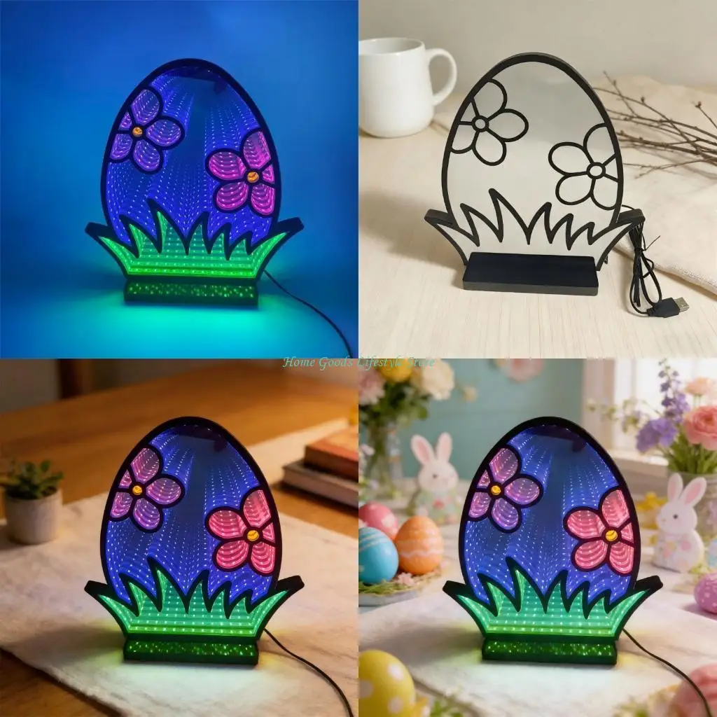 E74E LED Festival Light Easter Eggs Infinitely Mirror Tunnel Light for Home Decoration