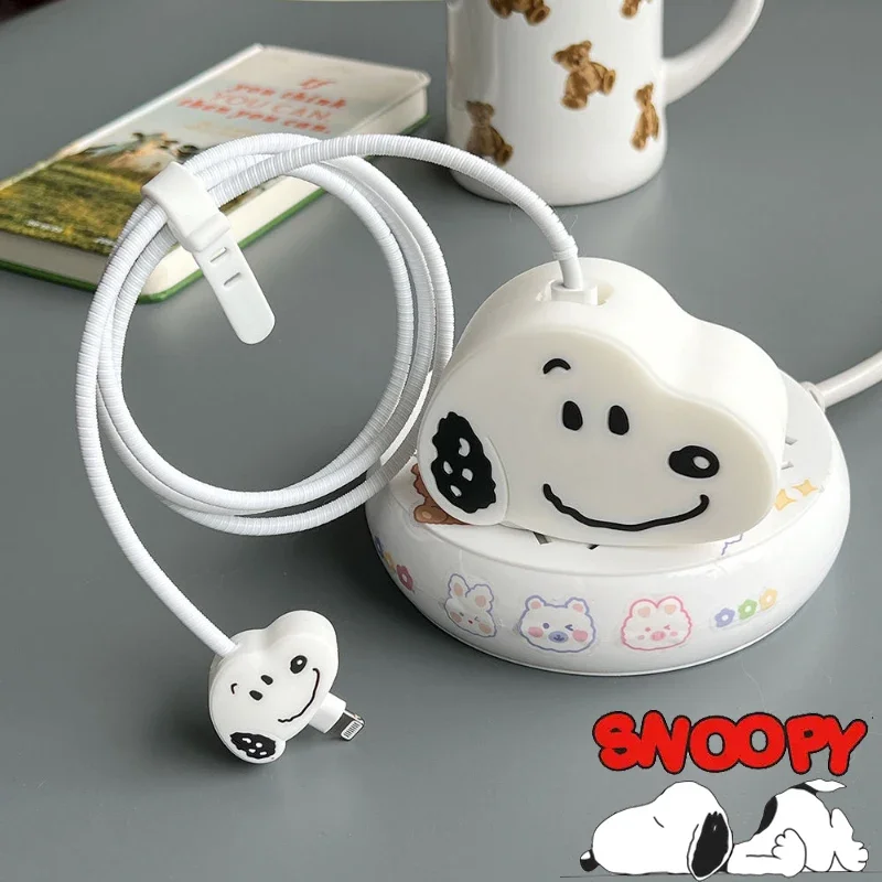 Snoopy Cartoon USB Data Line Cord Protector Case Fast Charging Head Winder Protective Cover for Apple Iphone Ipad 18/20W Gifts