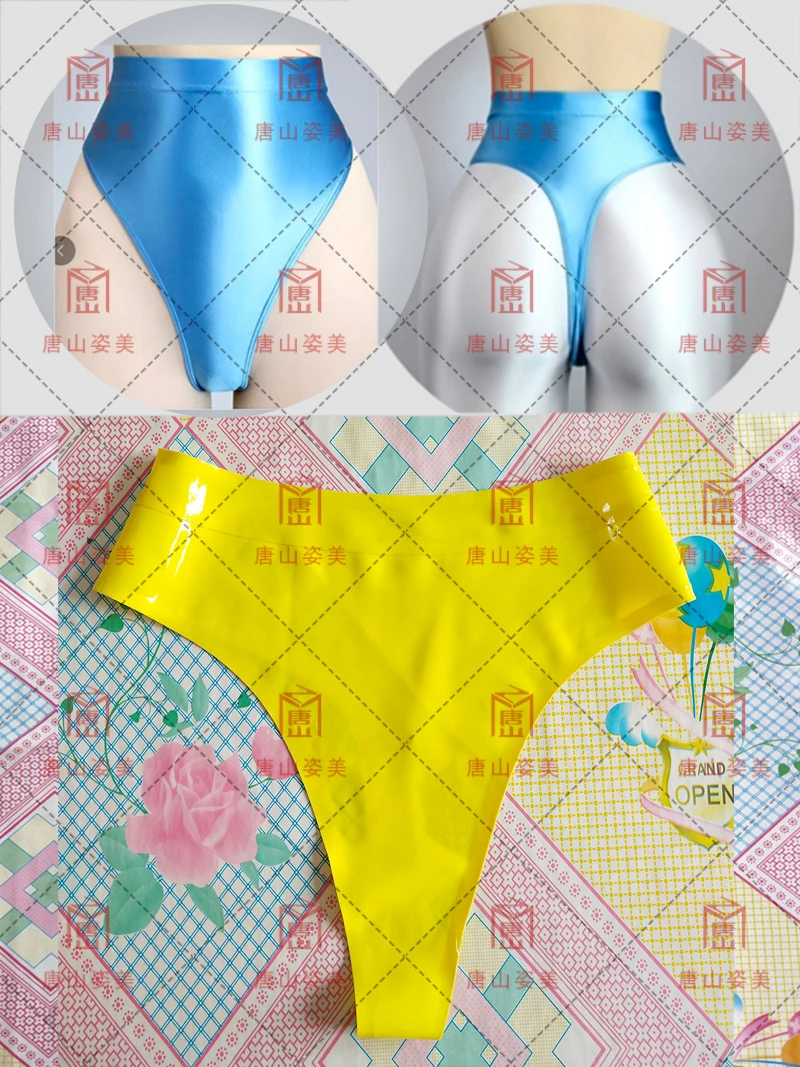 

High waist female latex UNDERWEAR High split latex thong underwear 0.4mm customized