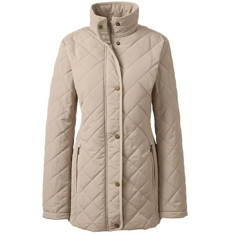 Lightweight Quilted Windproof Rainproof Diamond Pattern Slim Fit Cotton Jacket Women's plus Size Autumn Winter Coat