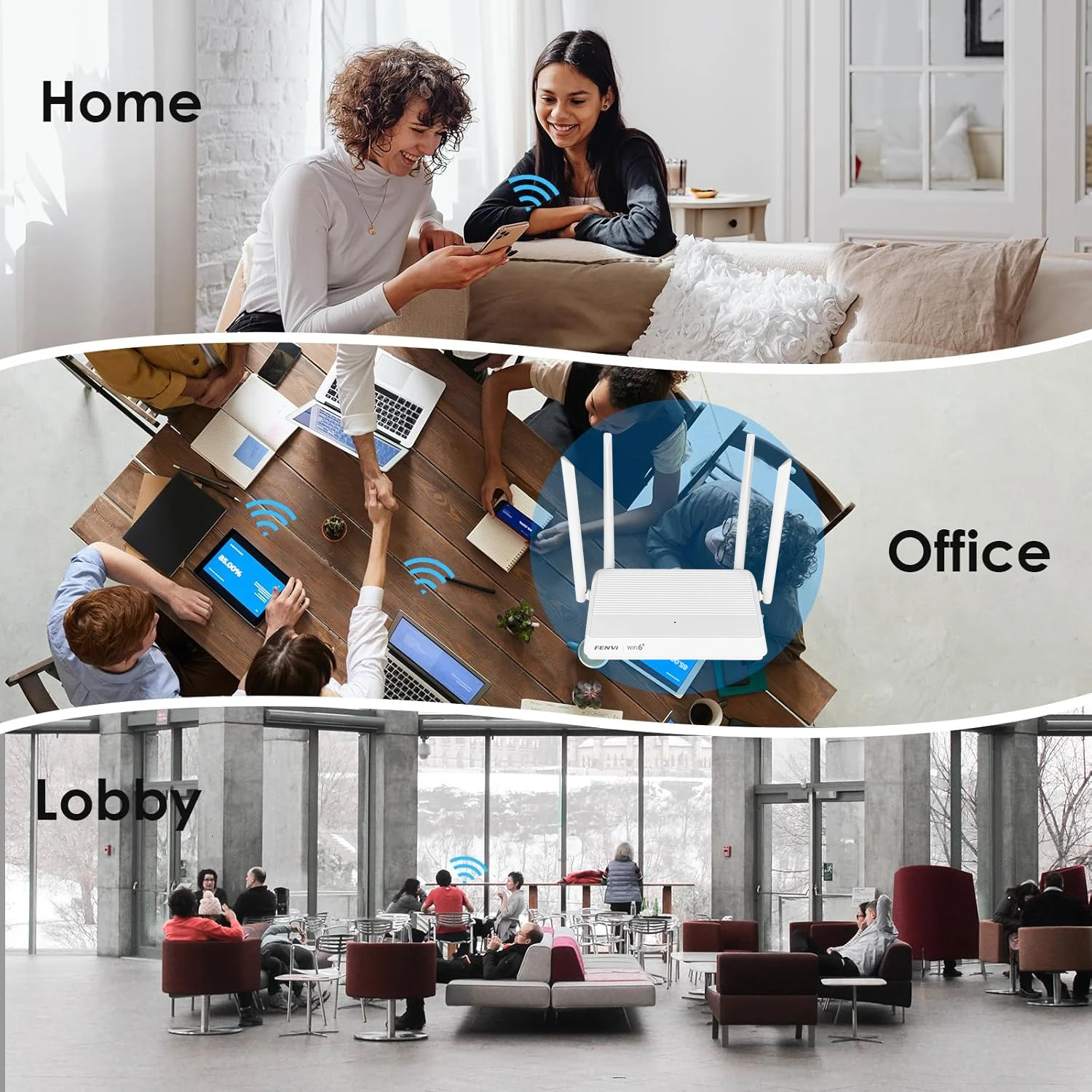 Fenvi AX3000 WiFi6メッシュシステム ワイヤレスルーター - Wi-Fi 6メッシュ技術 広範囲信号範囲 Wi-Fi範囲エクステンダー 家庭用強化
