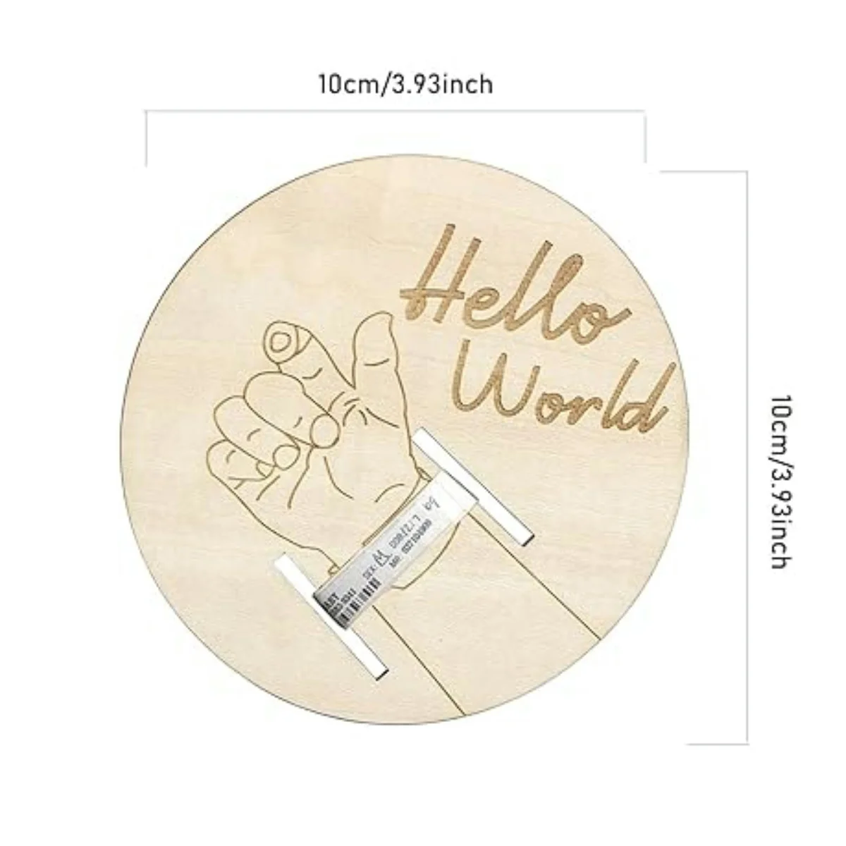 1 pezzo di braccialetto ricordo in legno per neonato - Targhe incise "Hello World", regali per i nuovi genitori, articoli commemorativi, decorazioni