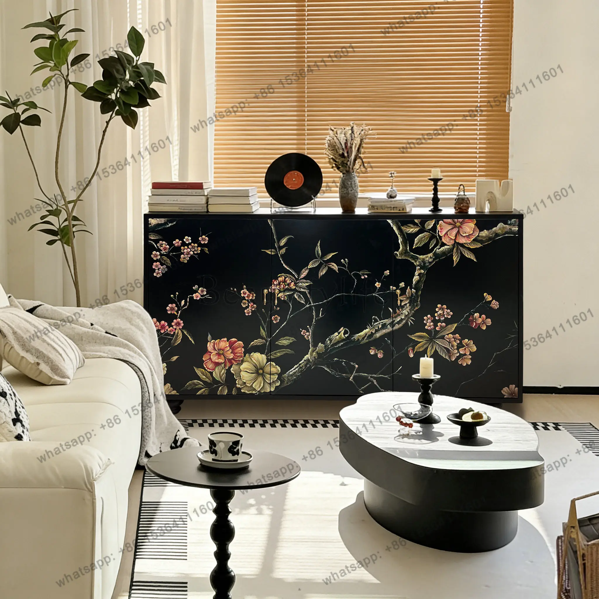 TS513 new Chinese style painted lacquer painting national style locker length 150 * width 40 * height 82cm