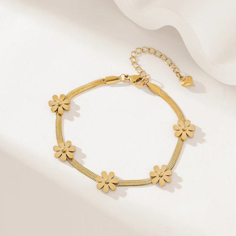 EILIECK 316L Edelstahl Goldfarben Blumen Halskette Armband für Damen Mode Neuer Schmuck Liebhaber Geschenk Schmuckset Geschenk – Detail 18